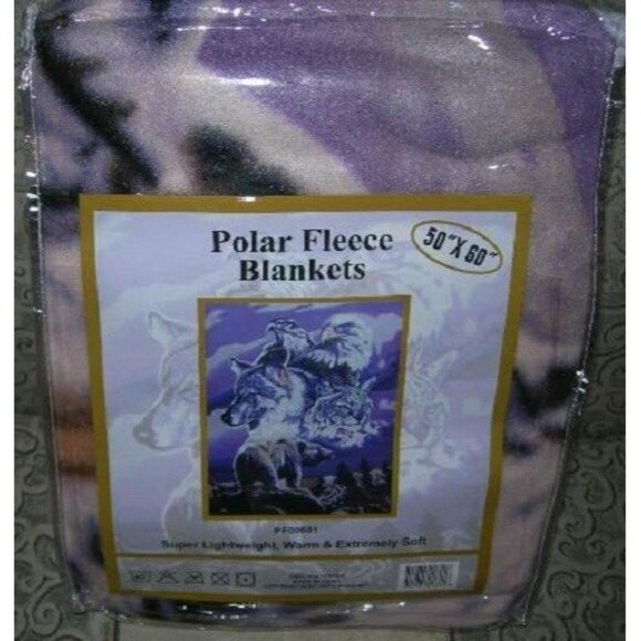 New Southwest Animal Spirits Bear Eagle Lynx Fleece Throw Gift Blanket NWT SOFT - Picture 3 of 4